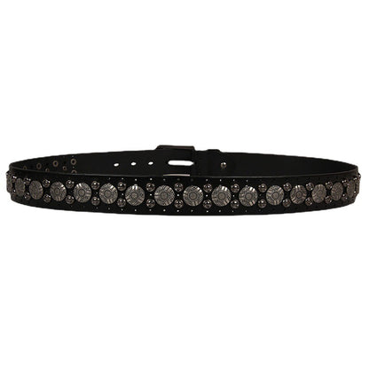 Navel nailhead vegetable tanned cowhide belt #211224