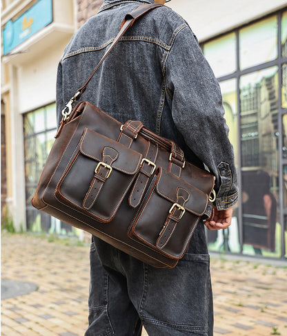 TOP GRAIN LEATHER BRIEFCASE BAG #3133