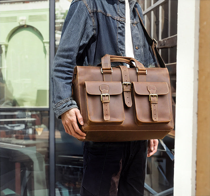 TOP GRAIN LEATHER BRIEFCASE BAG #3133