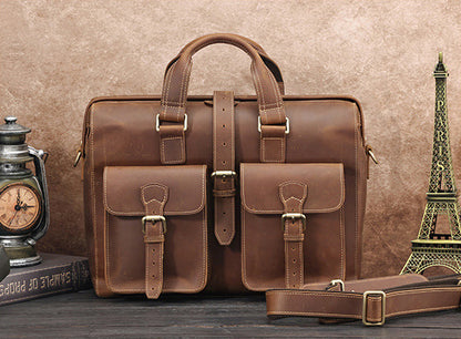 TOP GRAIN LEATHER BRIEFCASE BAG #3133