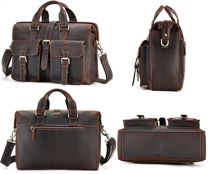 TOP GRAIN LEATHER BRIEFCASE BAG #3133