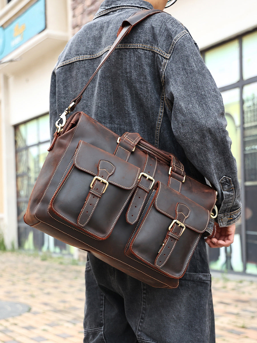 TOP GRAIN LEATHER BRIEFCASE BAG #3133