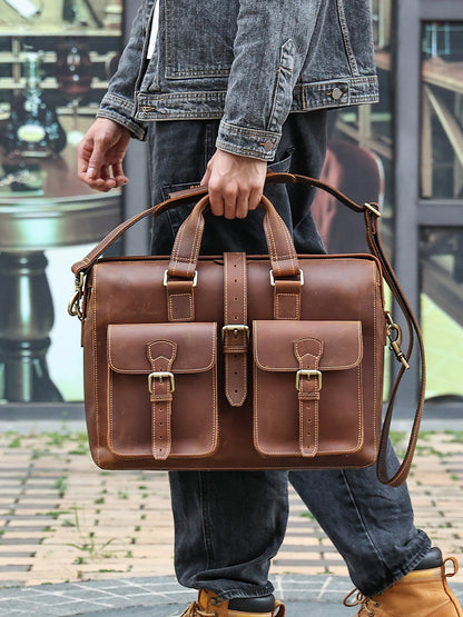 TOP GRAIN LEATHER BRIEFCASE BAG #3133