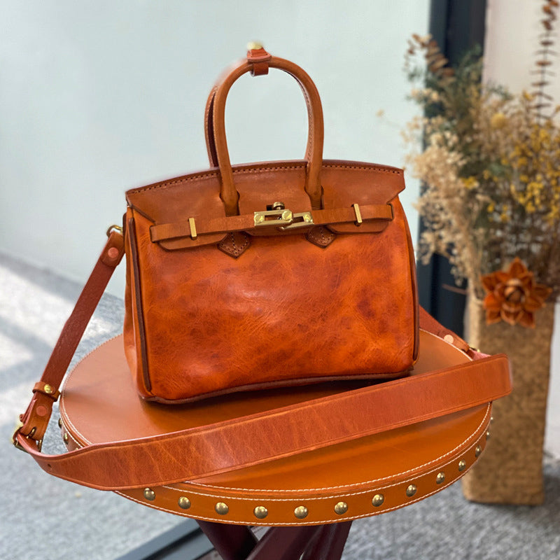 this is deepkee handmade leather The Oil-wax Cowhide Faux Replic Birkin 25 Bag #BR6315