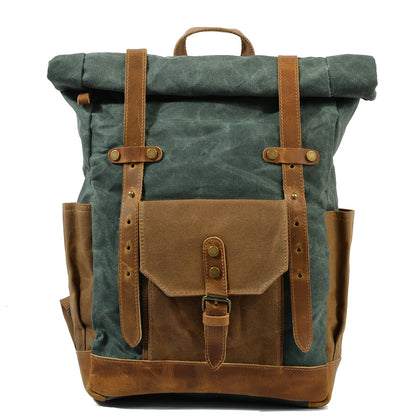 Deepkee Leather-Canvas Outdoor Travel Backpack # 9108