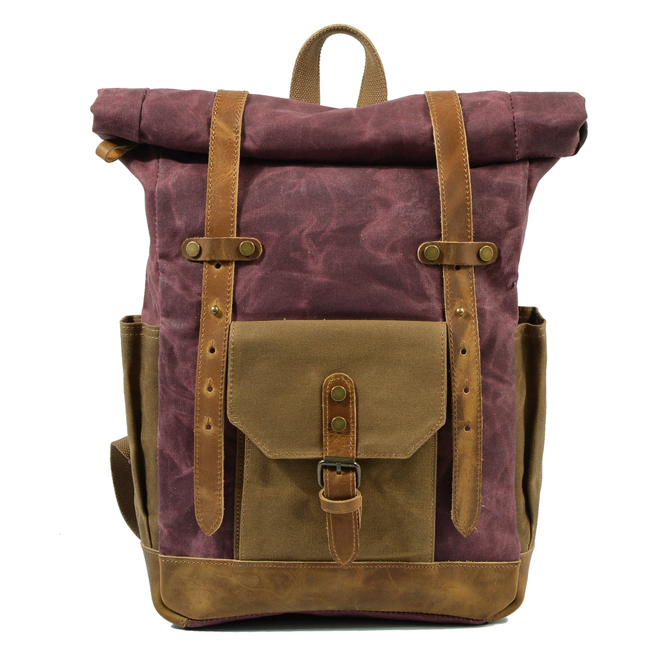 Deepkee Leather-Canvas Outdoor Travel Backpack # 9108