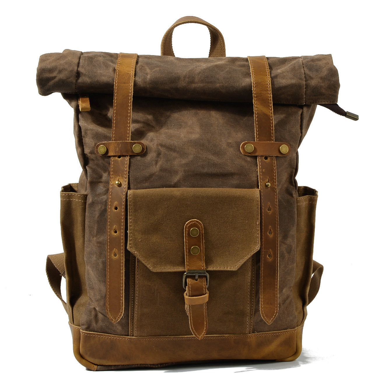 Deepkee Leather-Canvas Outdoor Travel Backpack # 9108