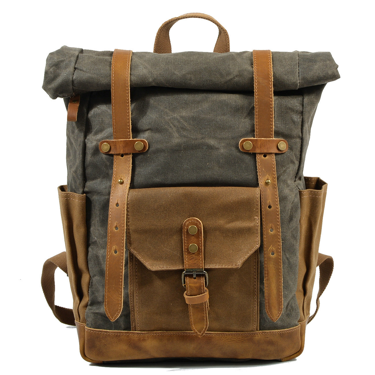 Deepkee Leather-Canvas Outdoor Travel Backpack # 9108