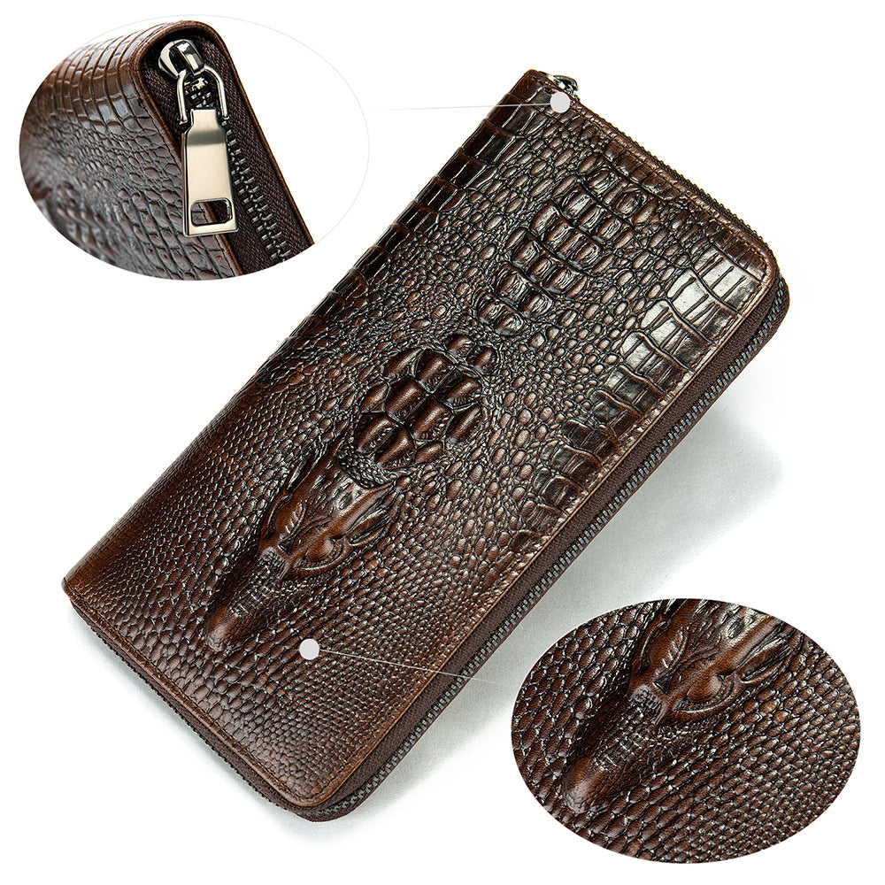 DEEPKEE LEATHER | Crocodile Embossed Leather Wallet NO.1232