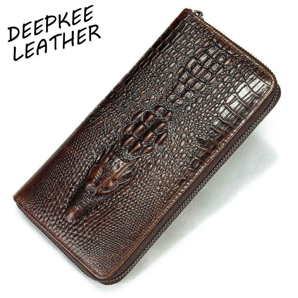 DEEPKEE LEATHER | Crocodile Embossed Leather Wallet NO.1232