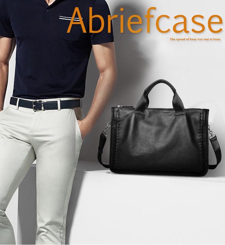 With Braided Edges, Leather Briefcase #SE9203_5