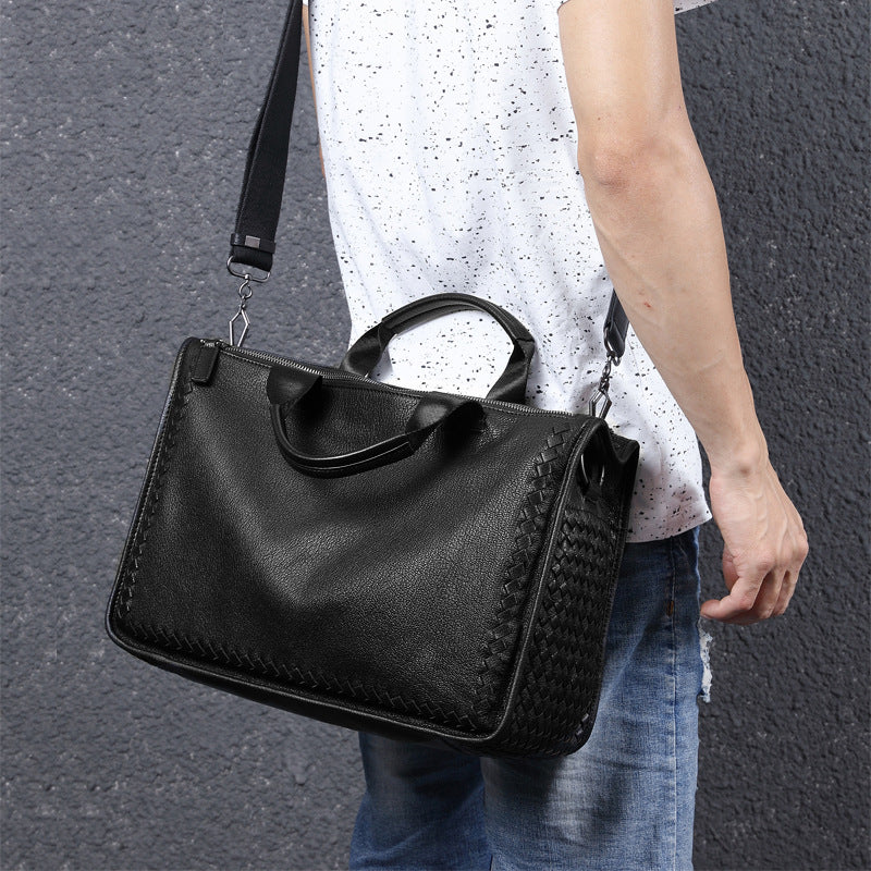 With Braided Edges, Leather Briefcase #SE9203_5