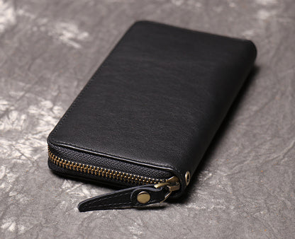 DEEPKEEE HANDMADE | Oily Leather Rectangular Zipper Wallet No.J027