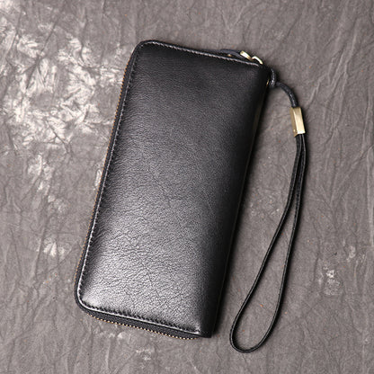 DEEPKEEE HANDMADE | Oily Leather Rectangular Zipper Wallet No.J027