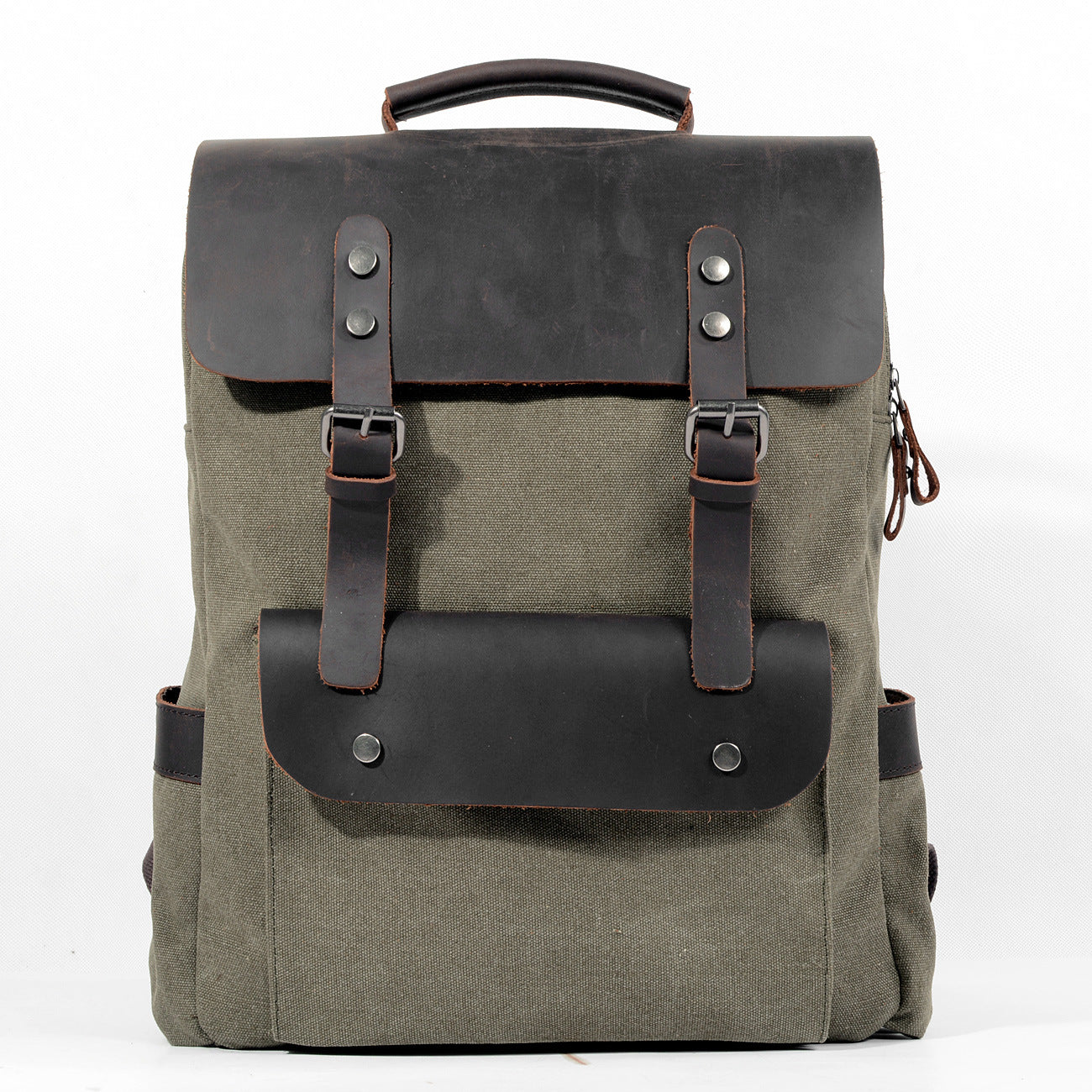 Vintage Waxed Canvas Backpack, Waterproof Rucksack # 8064K_1