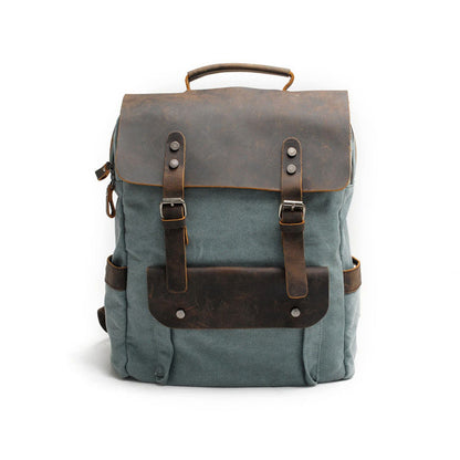 Vintage Waxed Canvas Backpack, Waterproof Rucksack # 8064K_1