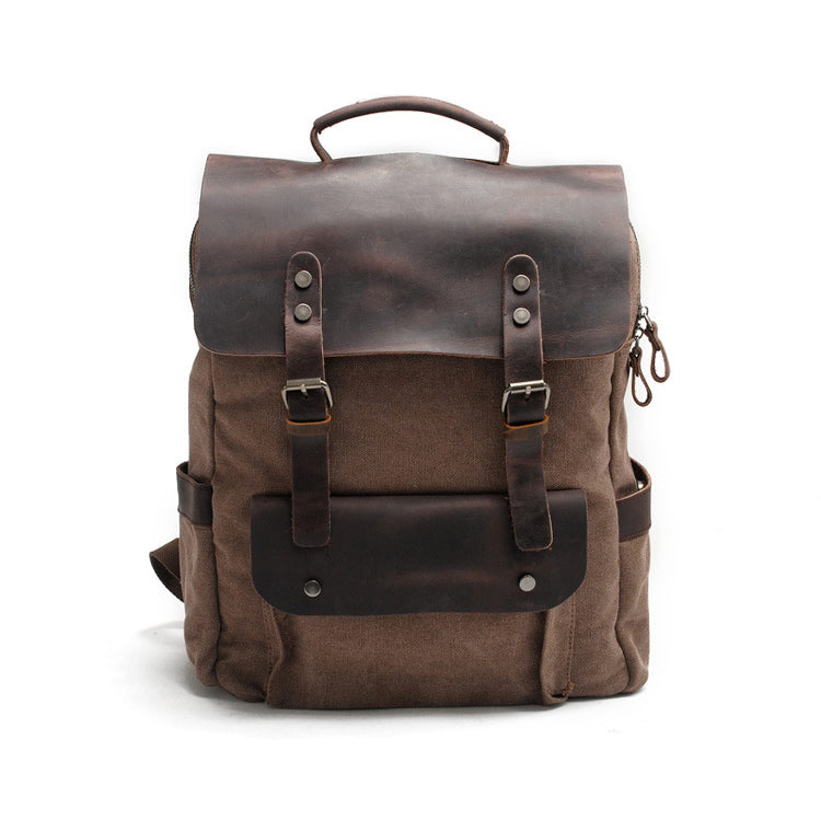 Vintage Waxed Canvas Backpack, Waterproof Rucksack # 8064K_1