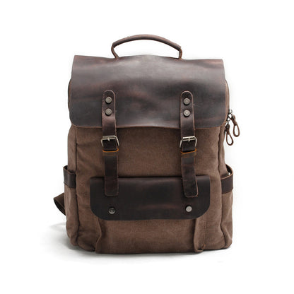 Vintage Waxed Canvas Backpack, Waterproof Rucksack # 8064K_1