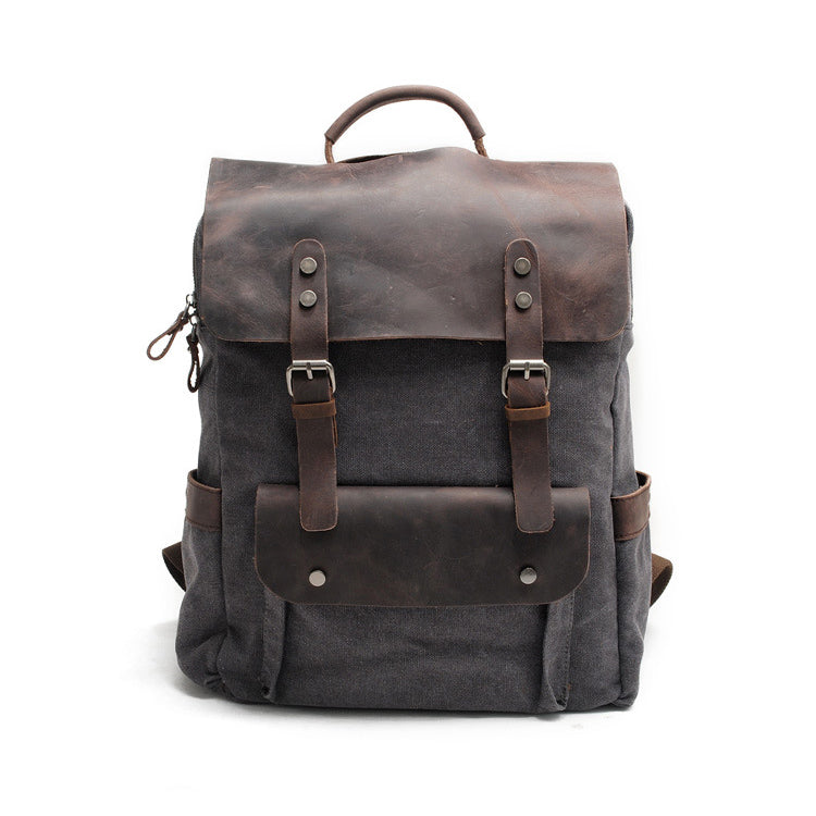 Vintage Waxed Canvas Backpack, Waterproof Rucksack # 8064K_1