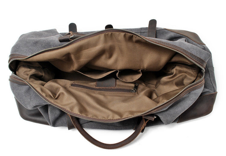 Leather Canvas Travel Handbag Canvas Duffle Bag #82056K