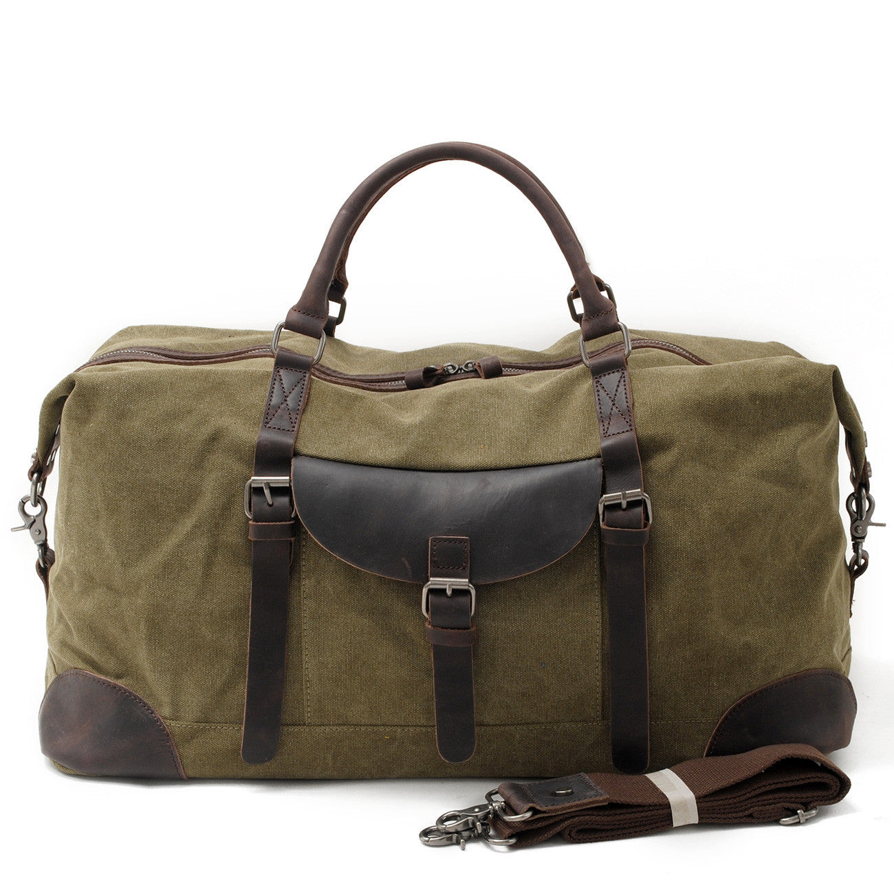 Leather Canvas Travel Handbag Canvas Duffle Bag #82056K