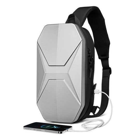 Sling Bag Hard Shell Crossbody Bag Waterproof Short Trip USB Charging Port Teenage 10L No.9509