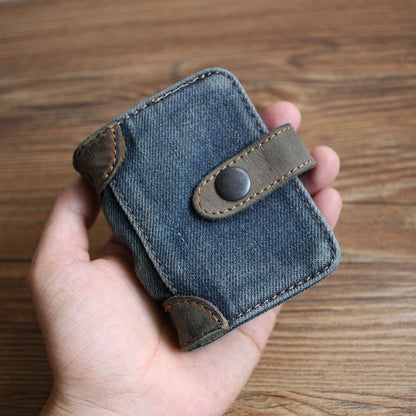 Denim Bifold Mens Card Wallet Denim Card Holders Card Wallets For Women