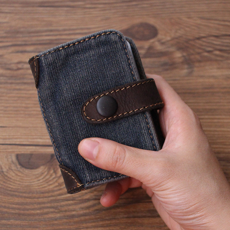 Denim Bifold Mens Card Wallet Denim Card Holders Card Wallets For Women