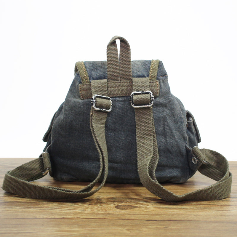 Vintage Denim Blue Womens Backpack School Backpacks Blue Denim Laptop Backpack For Womens