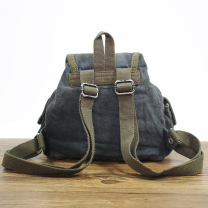 Vintage Denim Blue Womens Backpack School Backpack Blue Denim Laptop Backpacks For Womens