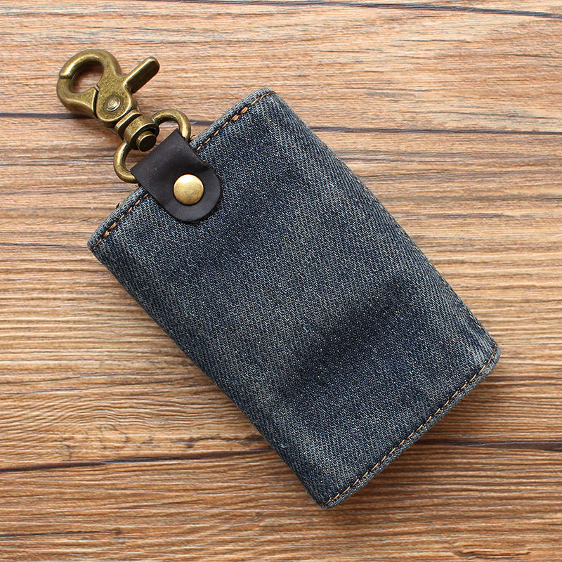 Vintage Denim Mens Keys Wallet Denim Key Holders With Belt Clip for Women