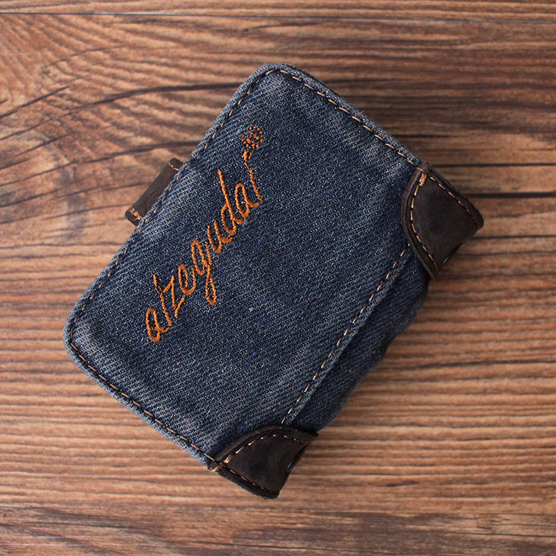 Denim Bifold Mens Card Wallet Denim Card Holders Card Wallets For Women