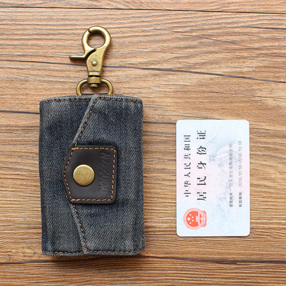 Vintage Denim Mens Keys Wallet Denim Key Holders With Belt Clip for Women