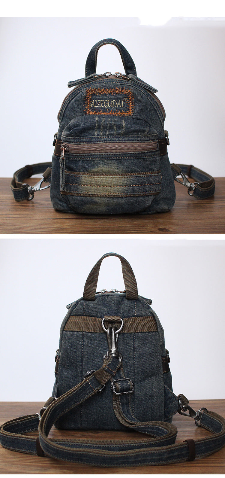 Denim Womens Backpack School Backpacks Vintage Denim Blue Backpacks For Women