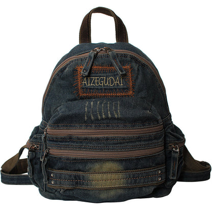 Denim Womens Backpack School Backpacks Vintage Denim Blue Backpacks For Women