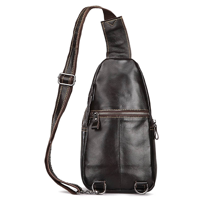 Tan Leather Men's Sling Bag Chest Bag Tan One shoulder Backpack Sling Pack For Men