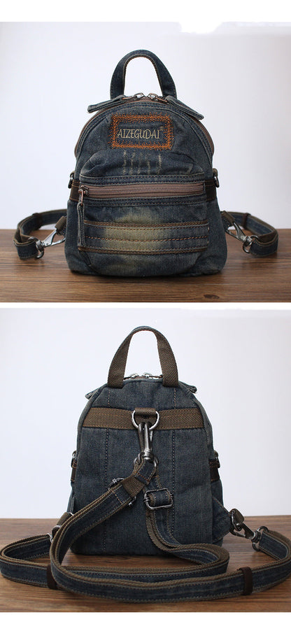 Denim Black Womens Backpack School Backpacks Blue Vintage Denim Backpack For Women