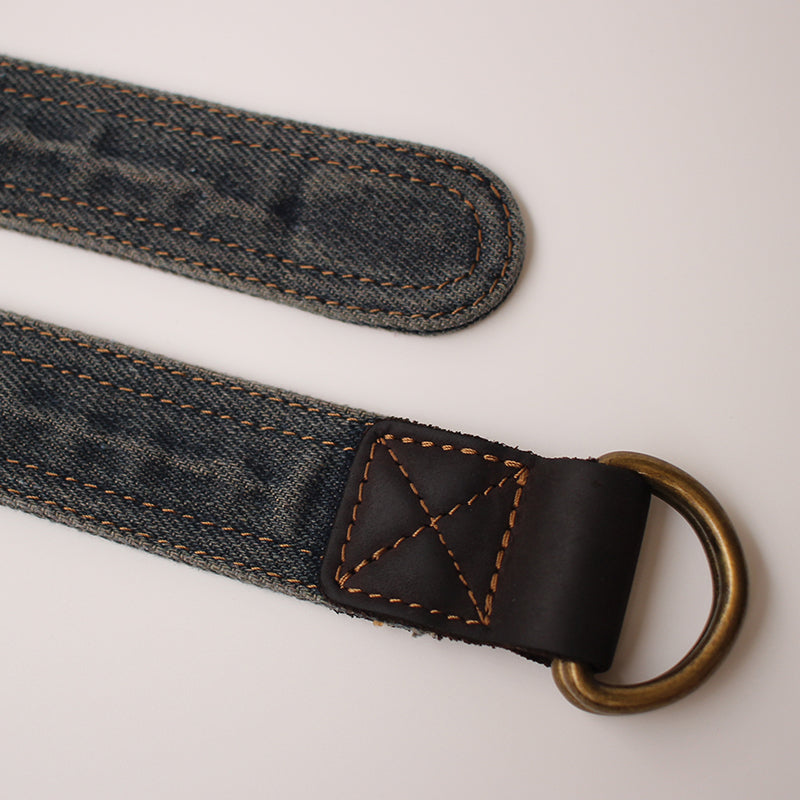 Slim Mens Double Loops Denim Belt Denim Blue Belt Vintage Denim Belt For Men Women