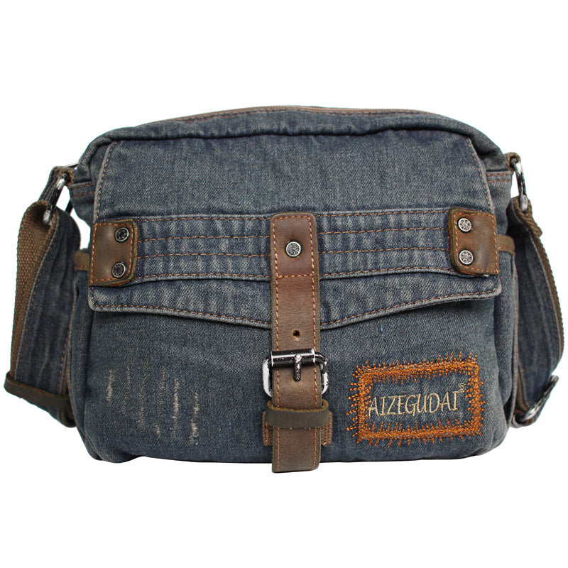 Blue Denim Small Messenger Bags Denim Small Side Bags Vintage Small Crossbody Bag For Men