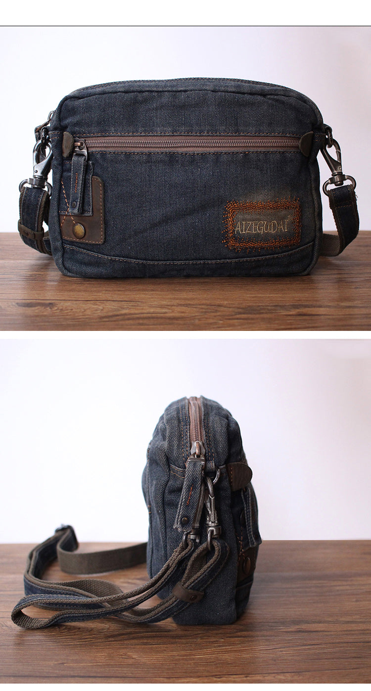 Blue Denim Mens Clutch bag Small Shoulder Bags Denim Small Messenger Bag For Men