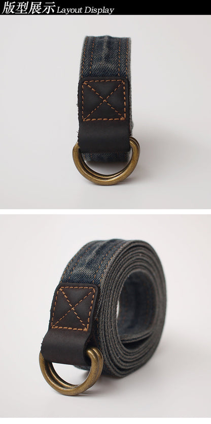 Slim Mens Double Loops Denim Belt Denim Blue Belt Vintage Denim Belt For Men Women