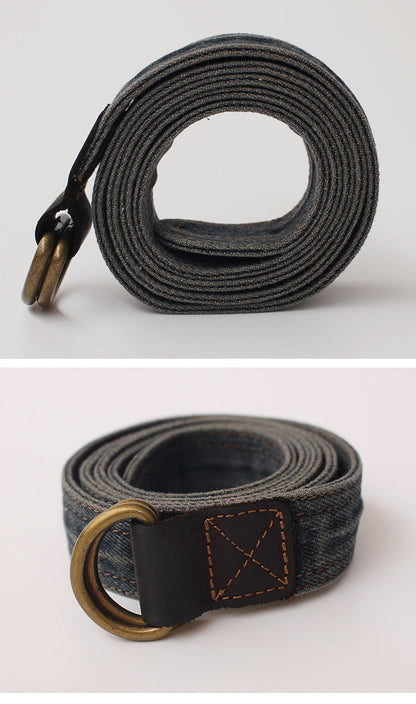 Slim Mens Double Loops Denim Belt Denim Blue Belt Vintage Denim Belt For Men Women