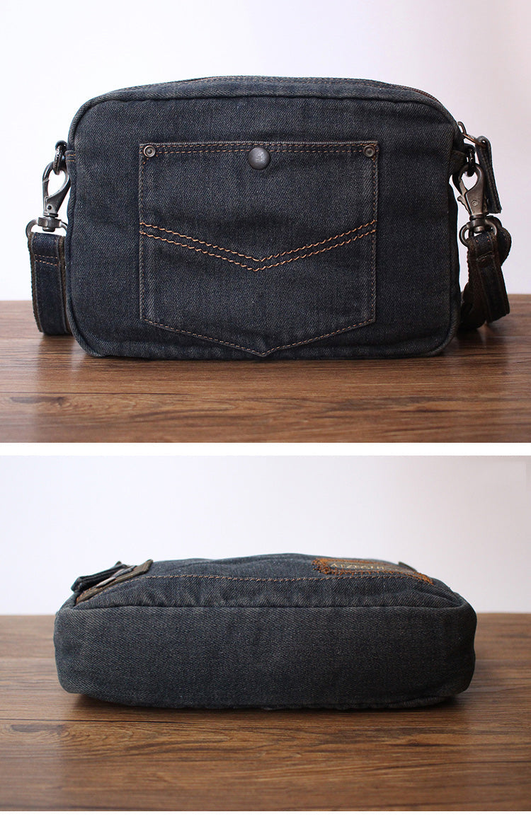 Blue Denim Mens Clutch bag Small Shoulder Bag Denim Small Messenger Bag For Men