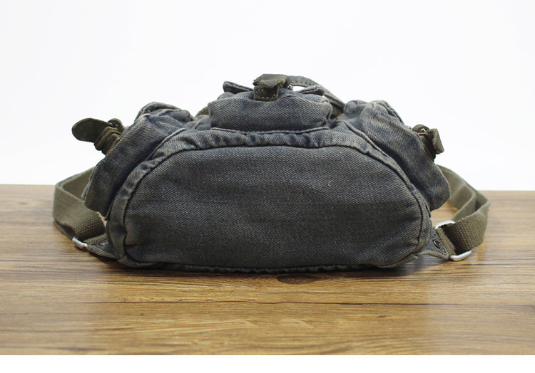 Vintage Denim Blue Womens Backpack School Backpacks Blue Denim Laptop Backpack For Womens