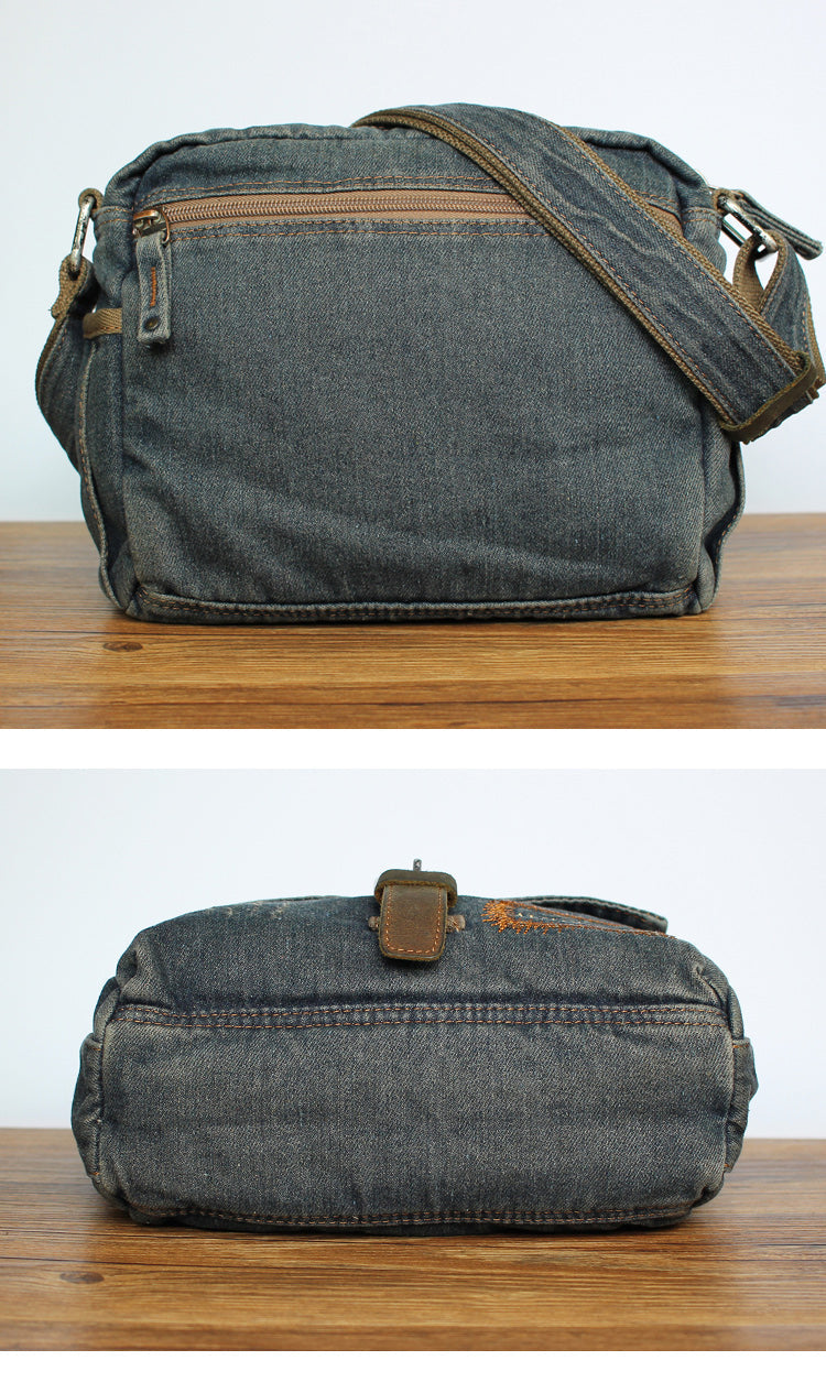 Blue Denim Small Messenger Bags Denim Small Side Bags Vintage Small Crossbody Bag For Men