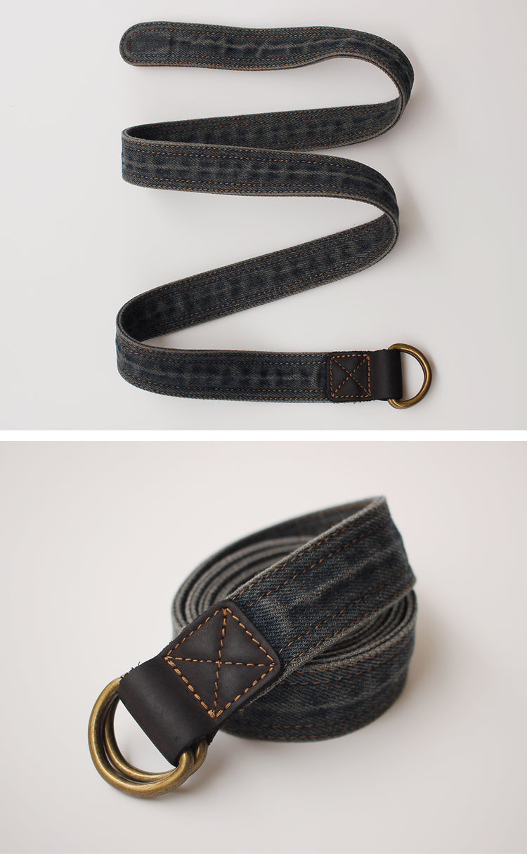 Slim Mens Double Loops Denim Belt Denim Blue Belt Vintage Denim Belt For Men Women