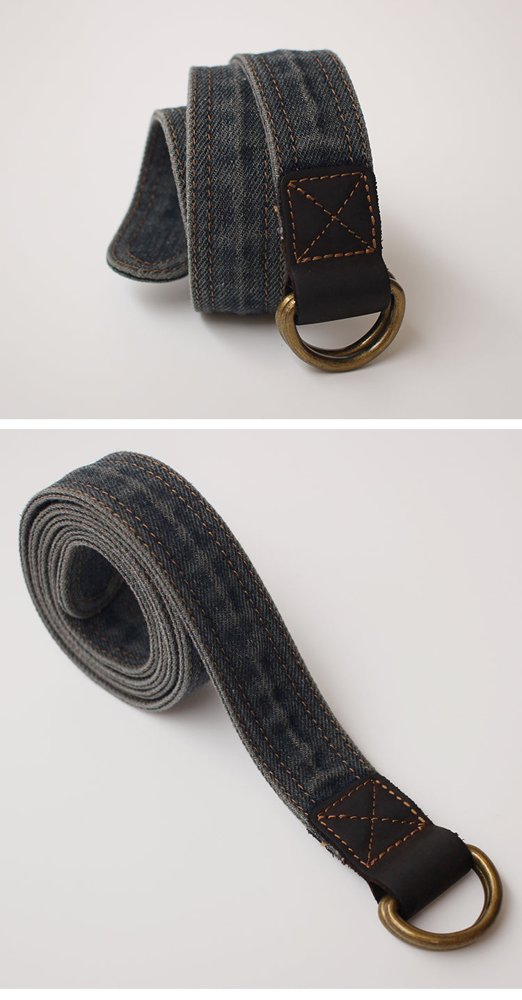 Slim Mens Double Loops Denim Belt Denim Blue Belt Vintage Denim Belt For Men Women