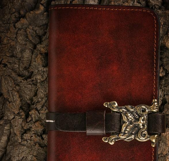 Handmade Leather Mens Clutch Wallet Cool Leather Wallet Long Phone Wallets for Men