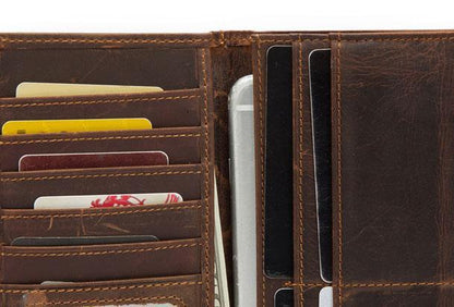 Vintage Mens Leather Long Wallet Cool Bifold Long Wallet Clutch For Men