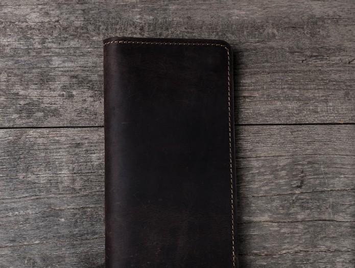 Vintage Leather Long Wallets for men Bifold Men Long Wallet